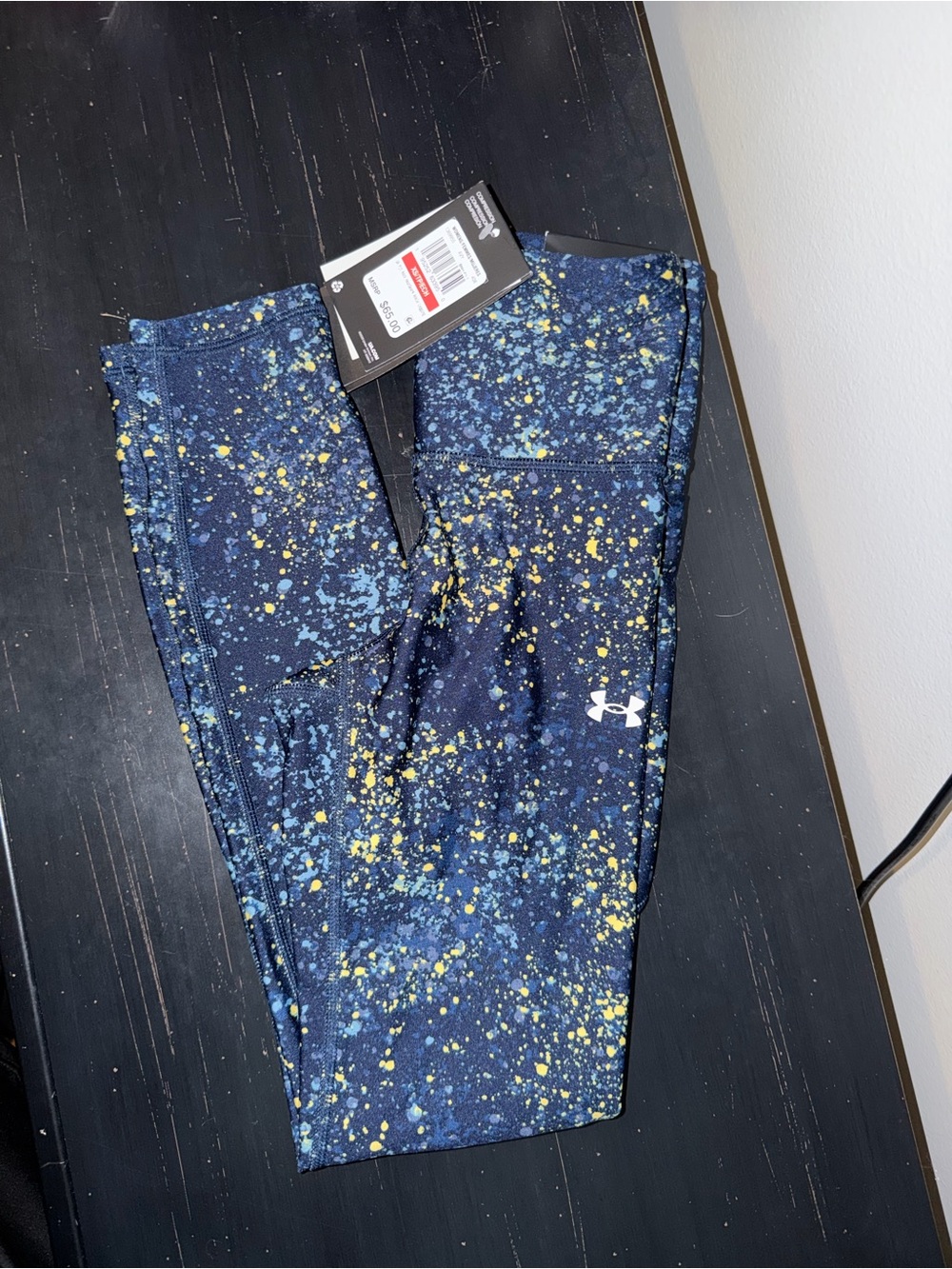 Under Armour Navy Leggings with Yellow & Light Blue Splatter